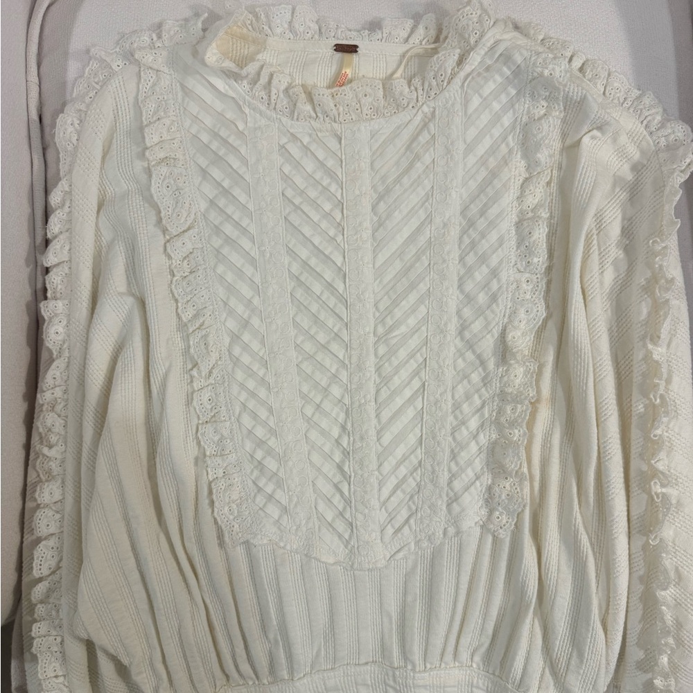 Free People Elegant White Lace Women's Top